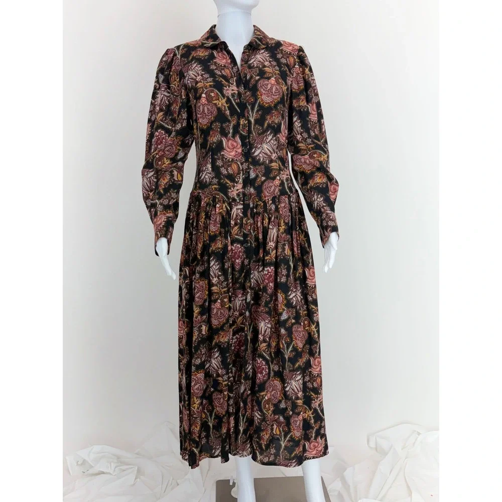 Ulla Johnson Celia Paisley Collared Dress Size Medium - Picture 3 of 7